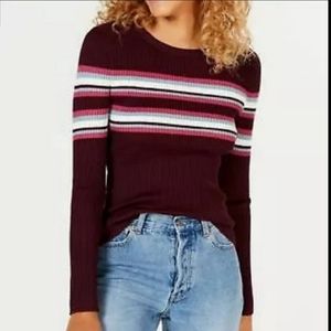 90's Prep Stripe Ribbed Sweater Long Sleeve Top